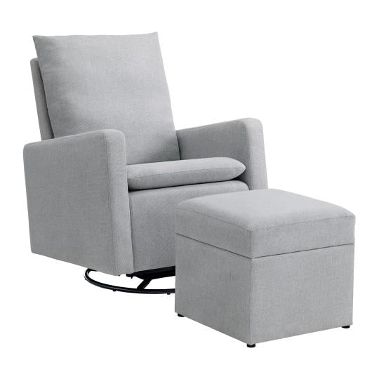 Upholstered glider outlet with ottoman