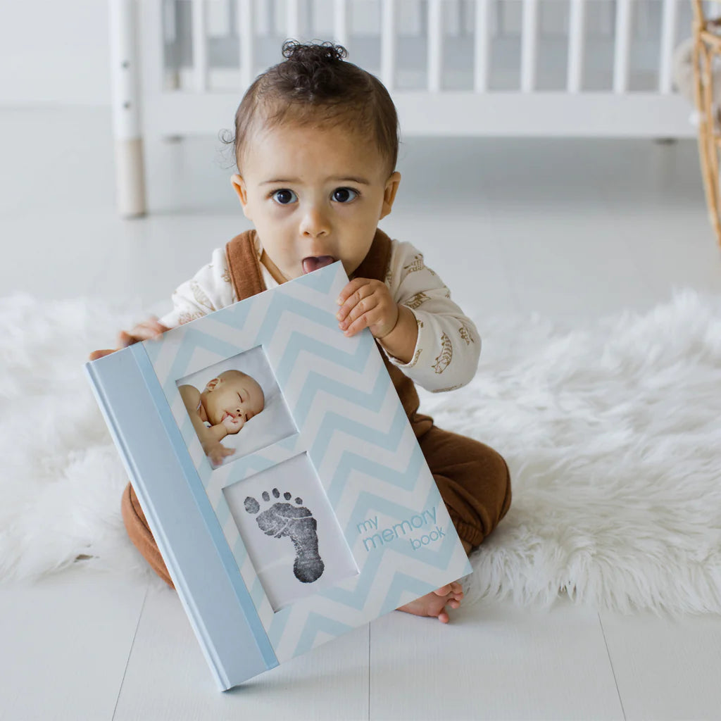 Pearhead Gray Linen Baby Memory Book