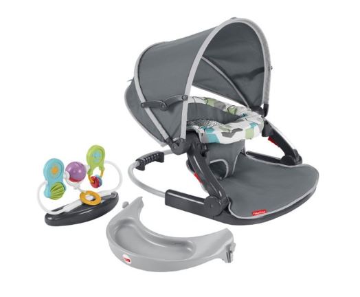 Fisher Price On the Go Sit Me Up Infant Floor Seat Gray Hexagon travel baby chair