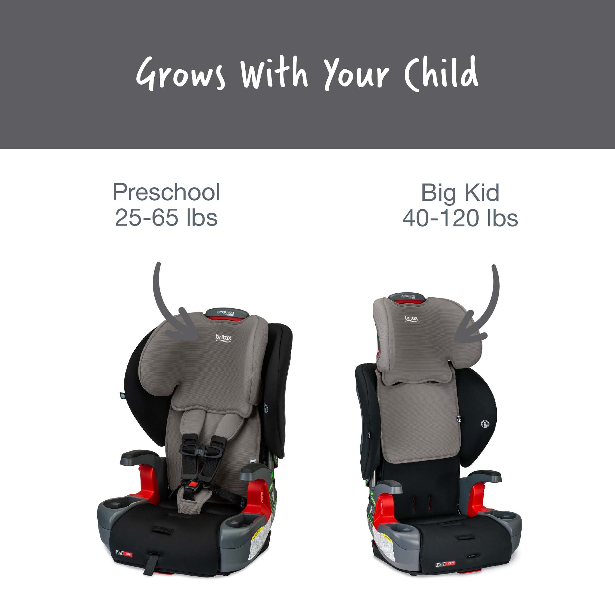 Britax Grow With You Click Tight Booster- Gray Contour – Babies 